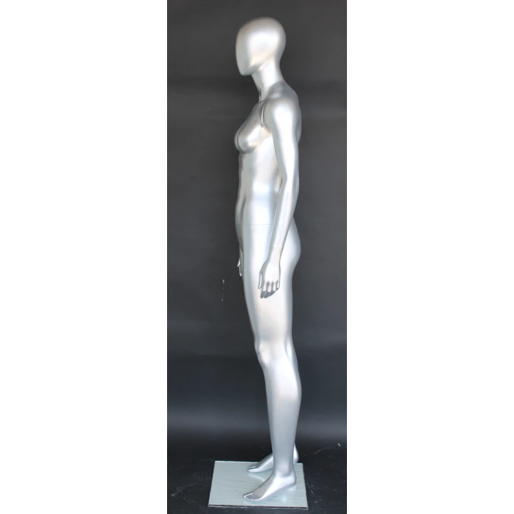 SFW51E-ST - Matte Silver Egg Head Athletic Female Mannequin