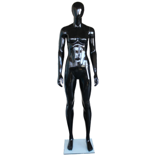 SFW51E-HB - Glossy Black Athletic Egg Head Female Mannequin