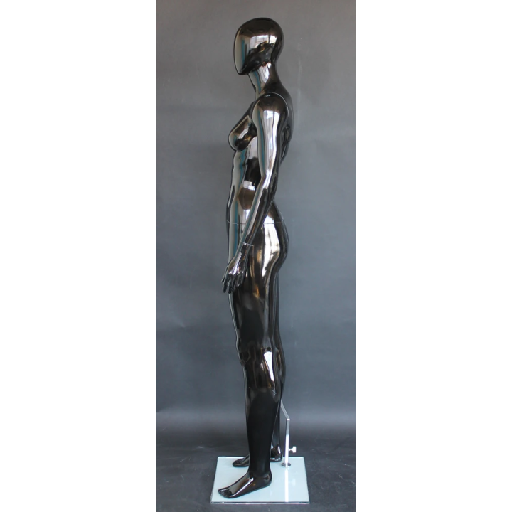 SFW51E-HB - Glossy Black Athletic Egg Head Female Mannequin