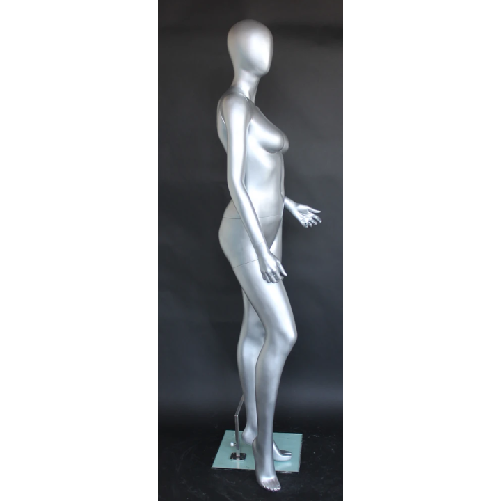 SFW43E-ST - Matte Silver Egg Head Attractive Standing Female Mannequin