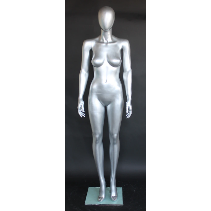 SFW45E-ST - Matte Silver Egg Head Simple Standing Female Mannequin -