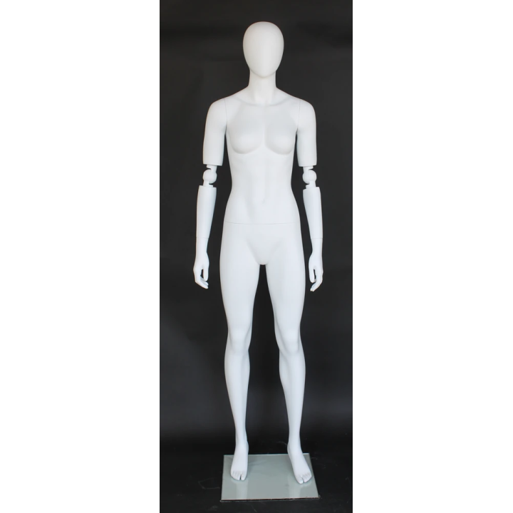 SFW38E-WT - Matte White Egg Head Female Mannequin with Bendable Arms