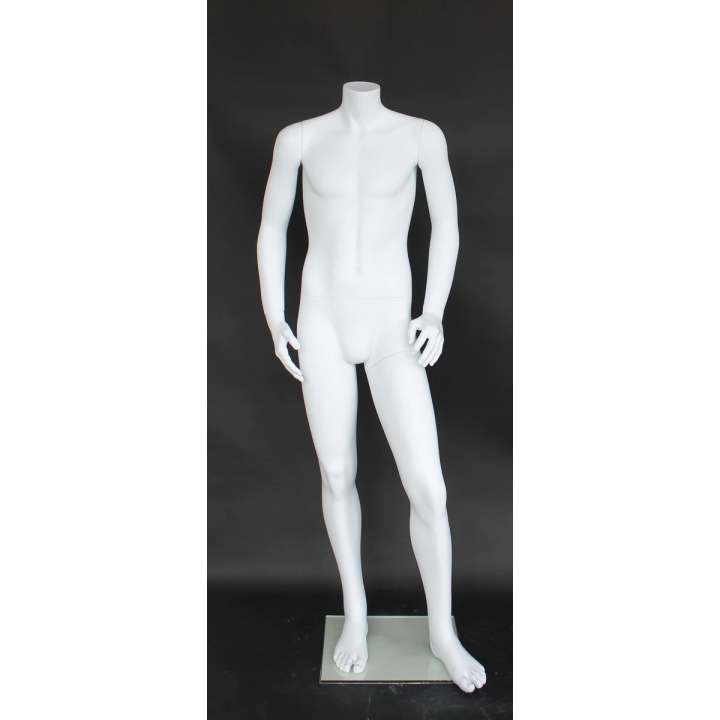 CBH19-WT - 5 ft 3in Matte White Small Size Headless Male Mannequin