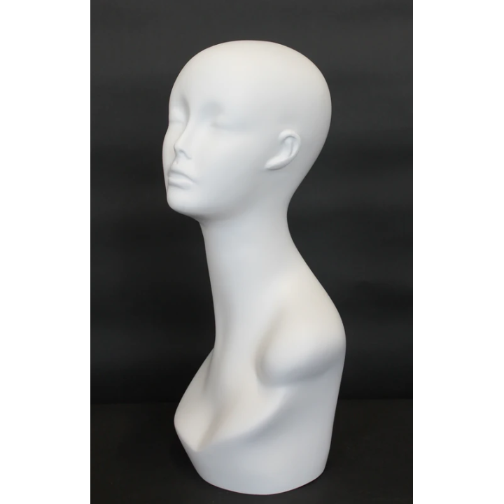 MH1-WT - 19 in Matte White Abstract Face Female Head Mannequin
