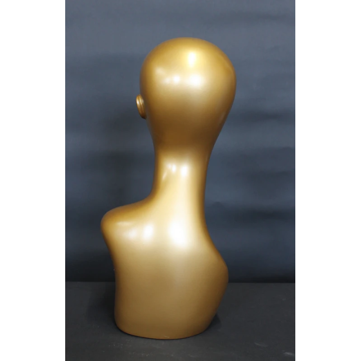 MH1-GD - 19 in Golden Colored Abstract Face Female Head Mannequin