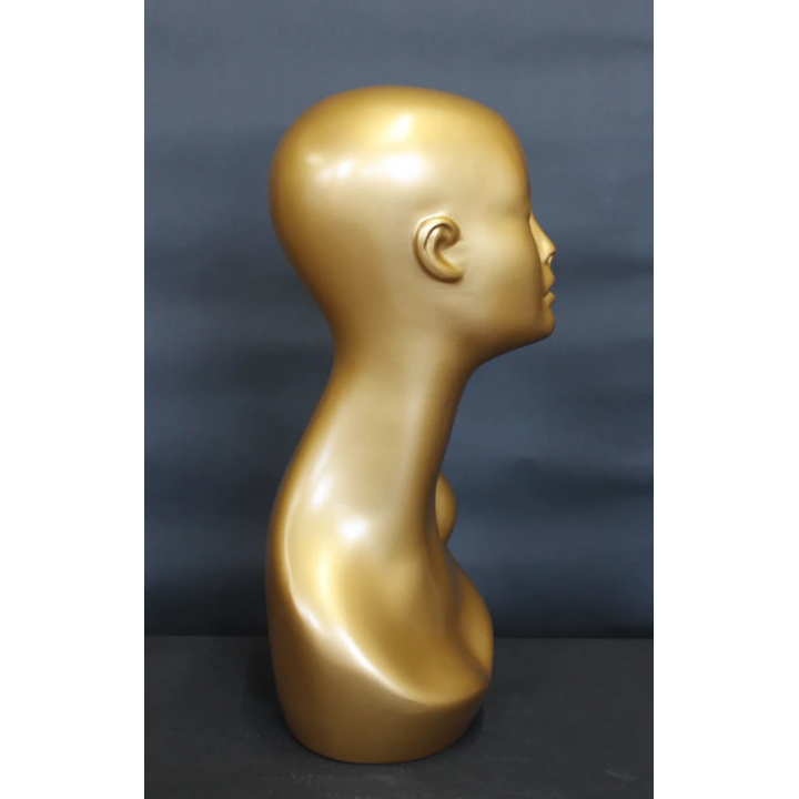 MH1-GD - 19 in Golden Colored Abstract Face Female Head Mannequin