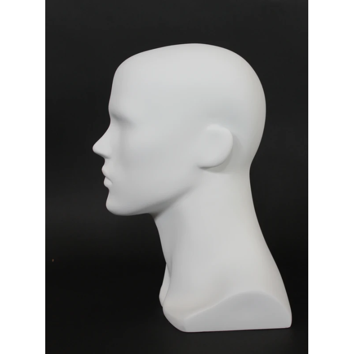 MH8-WT - 14 in H Matte White Abstract Face Male Head Mannequin
