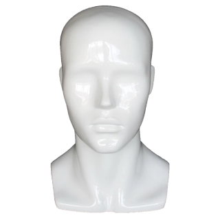 MH8-GW - 14 in H Glossy White Abstract Face Male Head Mannequin