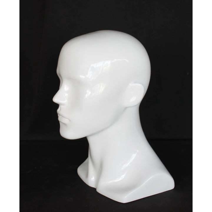 MH8-GW - 14 in H Glossy White Abstract Face Male Head Mannequin