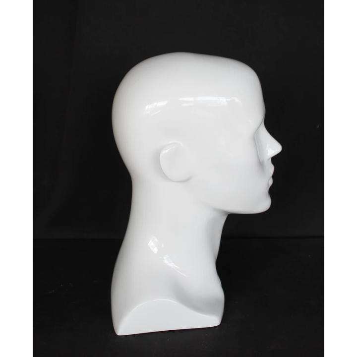 MH8-GW - 14 in H Glossy White Abstract Face Male Head Mannequin