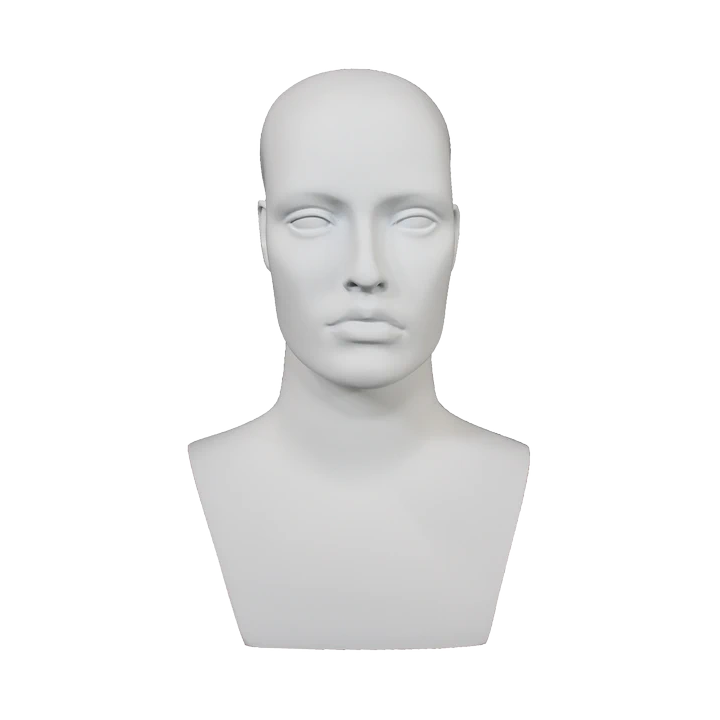 MH27-WT - 15 in H Matte White Featured Face Female Head Mannequin