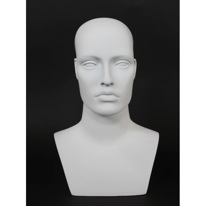 MH27-WT - 15 in H Matte White Featured Face Female Head Mannequin