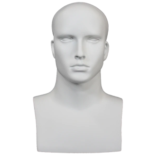 MH7-WT - 16 in Matte White Featured Face Male Head Mannequin