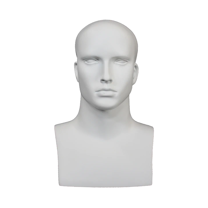 MH7-WT - 16 in Matte White Featured Face Male Head Mannequin