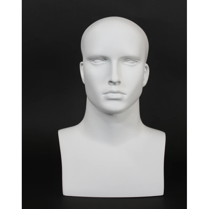 MH7-WT - 16 in Matte White Featured Face Male Head Mannequin