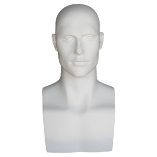 MH9-WT - 19 in Matte White Featured Face Male Head Mannequin