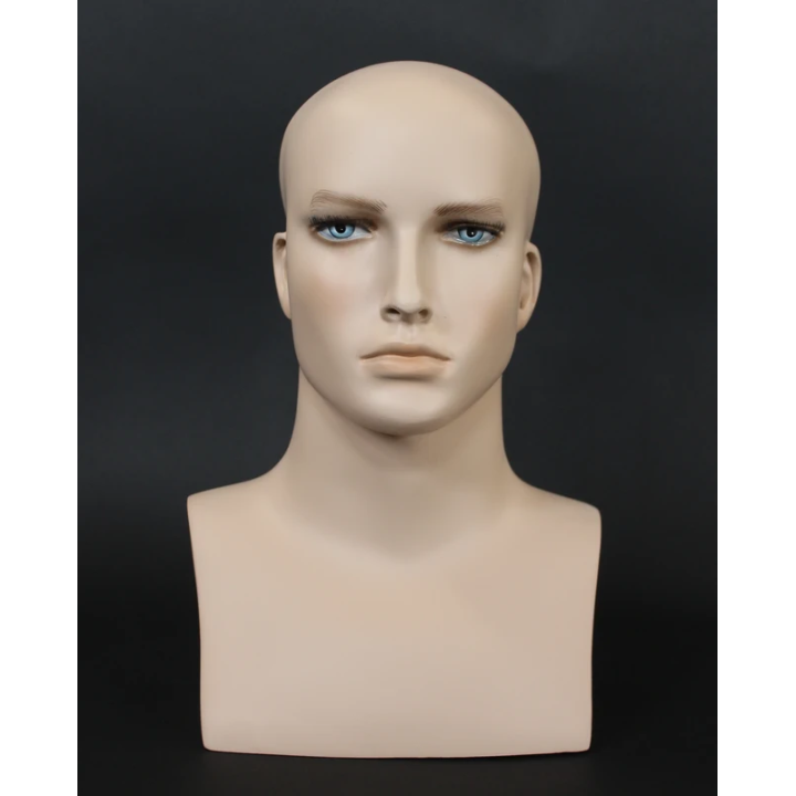 MH7-FT - 16 in Realistic Face Makeup Male Head Mannequin