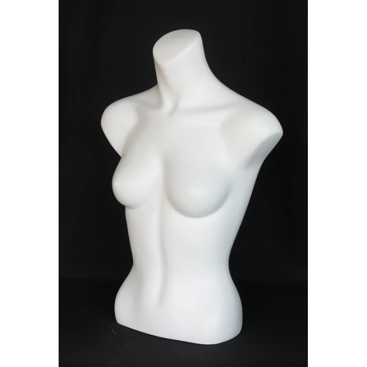 FT15-WT - 25 in Matte White Full Round Female Torso Form Mannequin