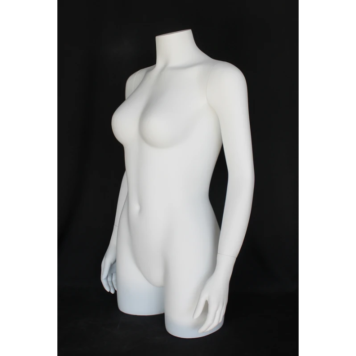 FT21-WT - 31 in White 3Q Body Female Torso With Arms Display Mannequin