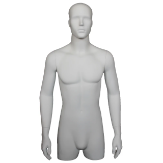 MT5E-WT - 43 in White Abstract Face Head Male 3Q Torso Mannequin With Arms