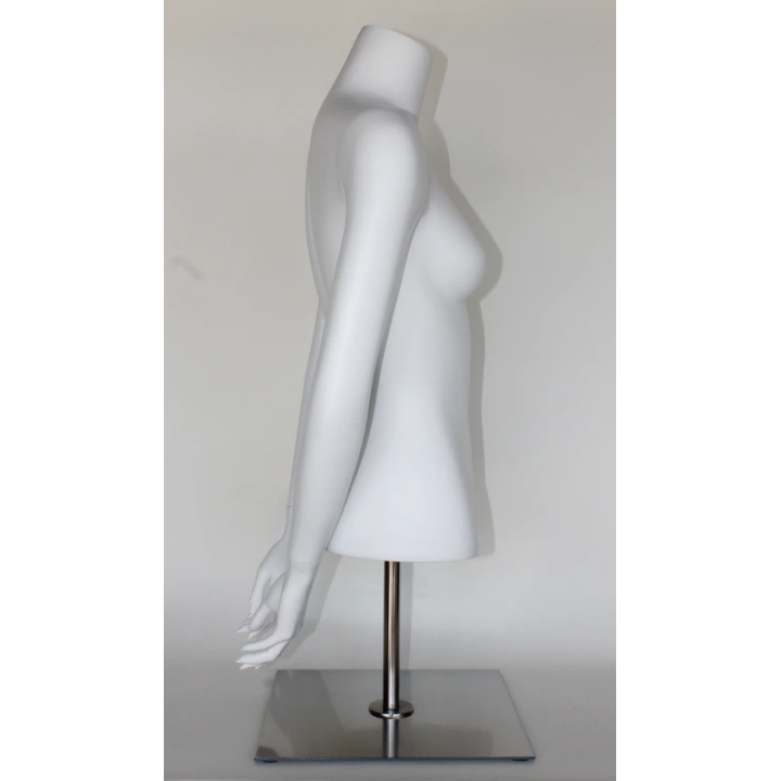 FT8-WM - 46 in Female Torso mannequin with Arms at Back and Metal Base