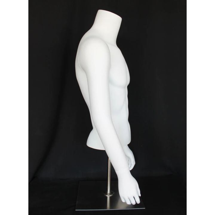MT66-WM - 46 in Male Torso mannequin with Arms and Metal Base