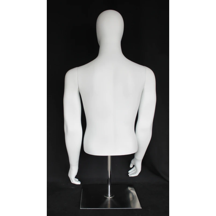 MT66E-WM - 48 in Egg Head Male Torso mannequin with Arms Metal Base
