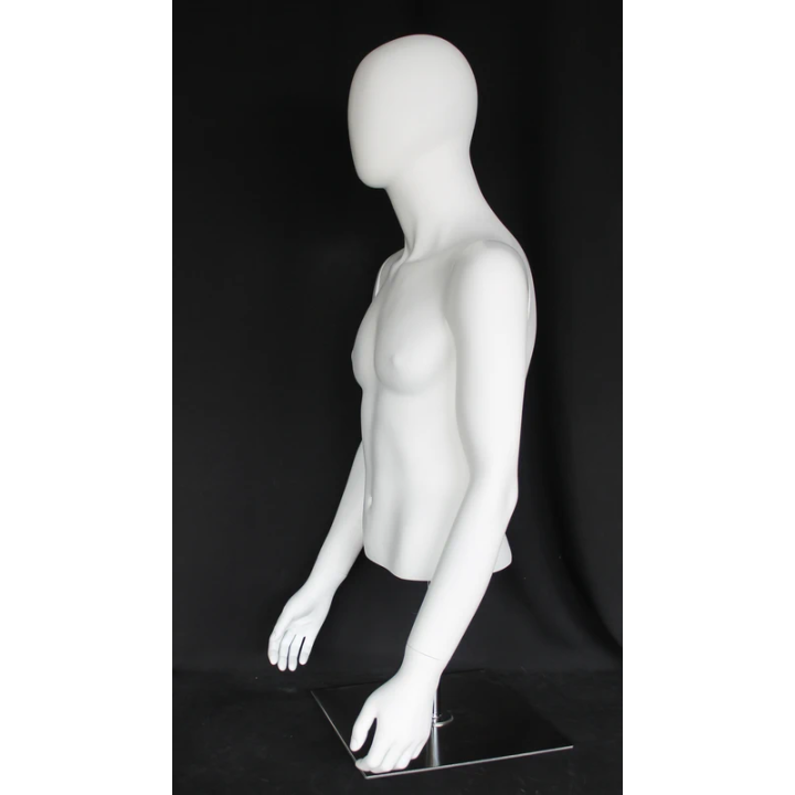 MT66E-WM - 48 in Egg Head Male Torso mannequin with Arms Metal Base