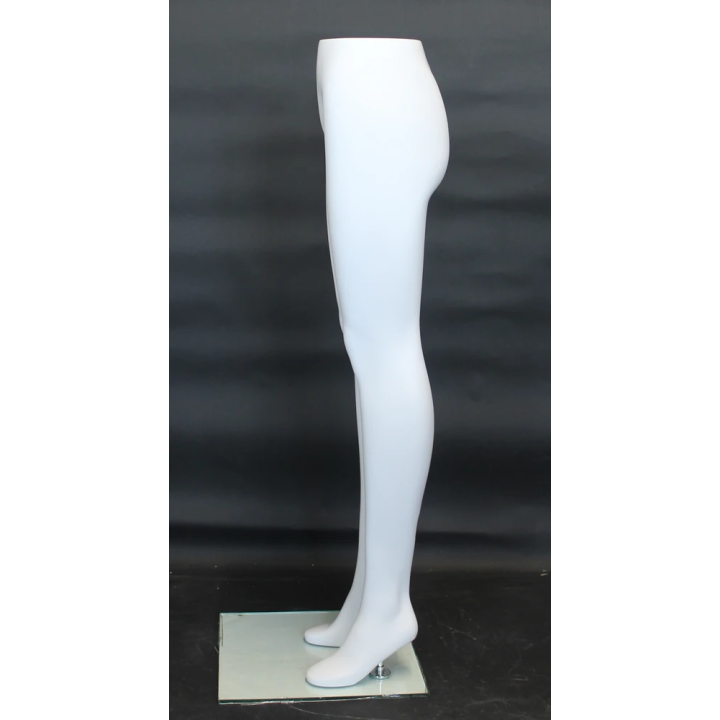 ST003-WT - 47 in Matte White Female Leg Form mannequin with Glass Base