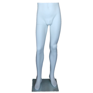 MT001-WT - 47 in Matte White Male Leg Form mannequin with glass base
