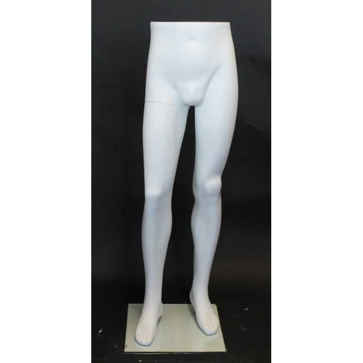 MT001-WT - 47 in Matte White Male Leg Form mannequin with glass base