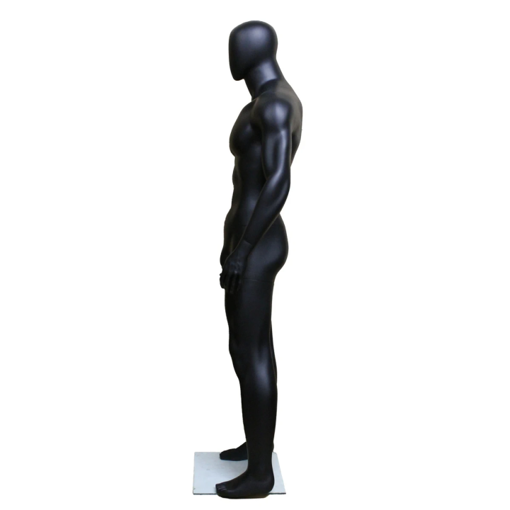 STB-4ME-MB - 6 ft 2 in Matte Black Athletic Egg head Male Mannequin