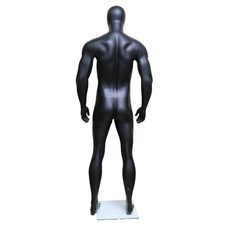 STB-4ME-MB - 6 ft 2 in Matte Black Athletic Egg head Male Mannequin