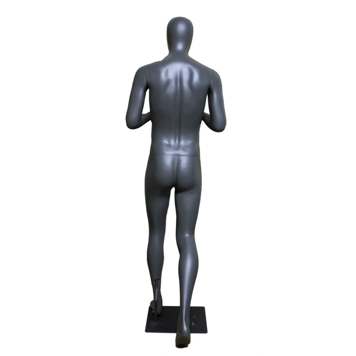 STB-5ME-DGR - 6 ft 1 in Walk Running Pose Egg head Male Mannequin Dark Grey -
