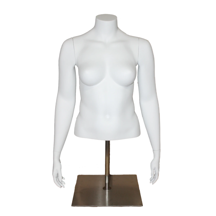 PLUS-5T-WM - 46 in Matte White PLUS Size Female Torso mannequin with Base
