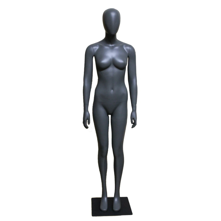 STB-6FE-DGR - 5 ft 11 in Dark Grey Simple standing Egg Head Female Mannequin