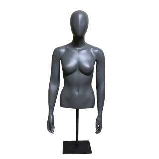 FT77E-DGR - 46 in Dark Grey Egg Head Female Torso mannequin with Arms and Base