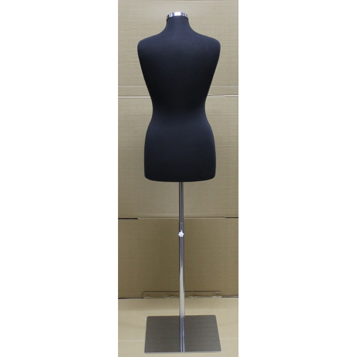 B46-BM - Size 4/6 Black Jersey Female Dress form mannequin Metal Base