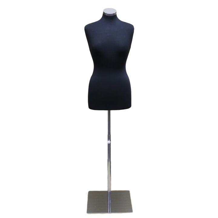 B68-BM-Size 8/10 Black Female Dress form mannequin Metal Base