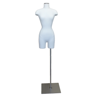 BF4-WM - Size 4/6 Off White Female 3Q Dress form mannequin Metal Base