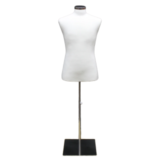 MDF61-WM - Size M White Male Dress form mannequin Metal Neck Base