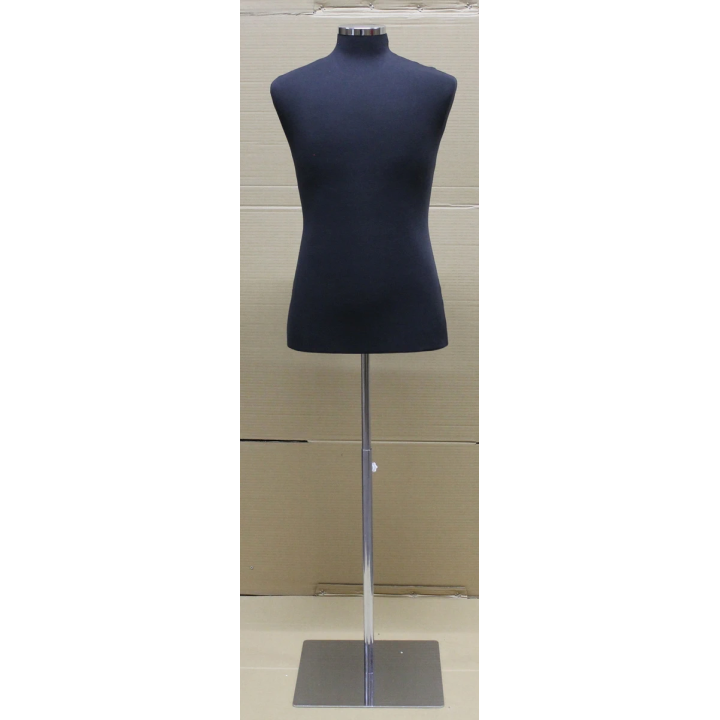 MDF61-BM - Size M Black Male Dress Form Mannequin Metal Neck / Base