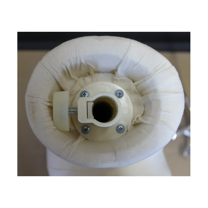 MDF4-DMB-CH - White Linen Male 3Q Body form mannequin 4 Wheel Chrome Base