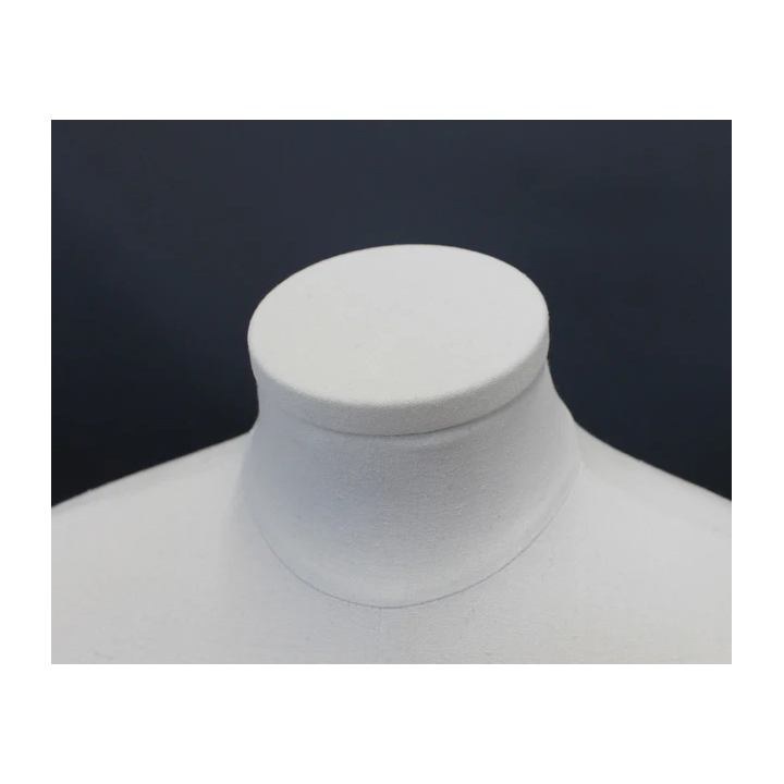 BFMH-1WM - White Linen Male Half Body mannequin with wooden Arms Floor Metal Base