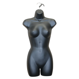 Matte Black Plastic injected Mannequin body form with hook PLXS-67B