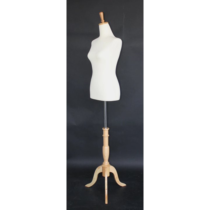 B20-FR - Size 4/6 Female Dress Body form mannequin with wooden tripod base