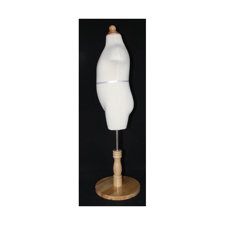KID-KF3 - Size 3T/4T Cream White Jersey Covered Child Body Form Mannequin with Wooden Base -