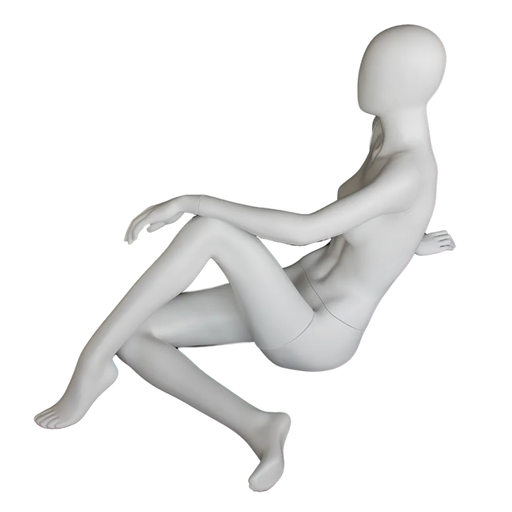 40 in H Egg Head Reclining Sitting Female Mannequin-SFW29E-WT