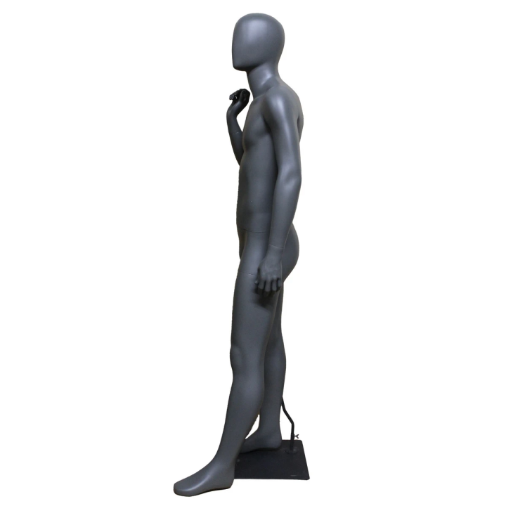 6 ft 1 in Male Mannequin Egg head in Dark Grey color with Metal base-MSM-6E-Grey