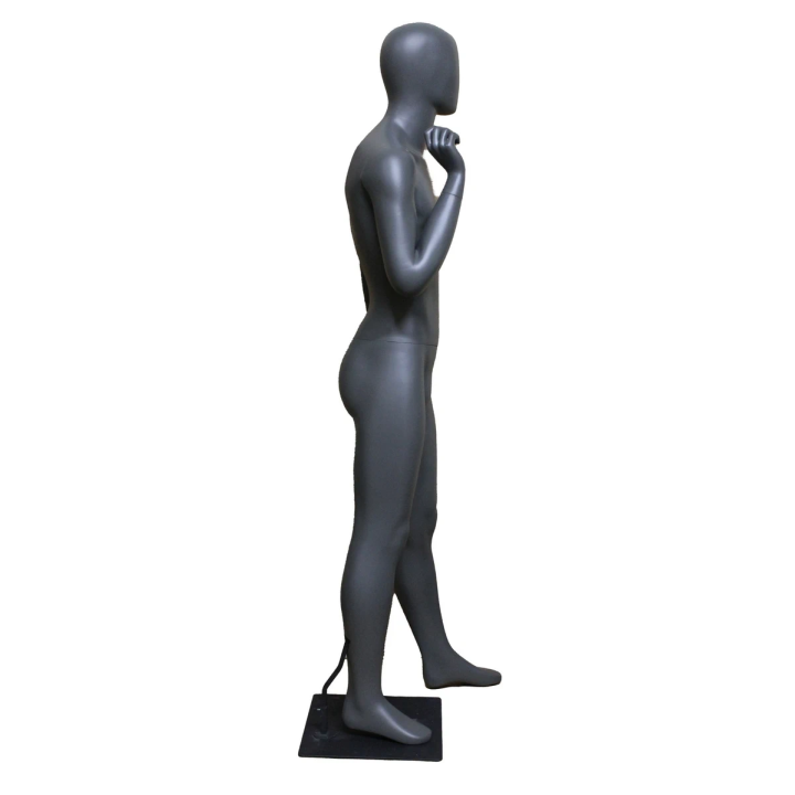 6 ft 1 in Male Mannequin Egg head in Dark Grey color with Metal base-MSM-6E-Grey